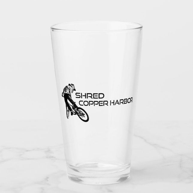 Shred Copper Harbour Michigan Mountain Biking Glass (Front)