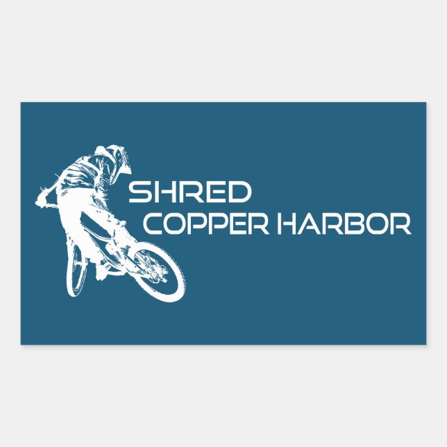 Shred Copper Harbour Michigan Mountain Biking Rectangular Sticker (Front)