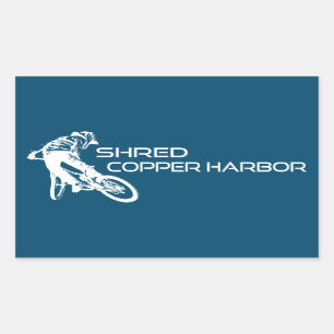Shred Copper Harbour Michigan Mountain Biking Rectangular Sticker