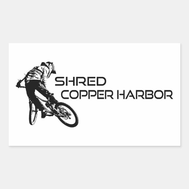 Shred Copper Harbour Michigan Mountain Biking Rectangular Sticker (Front)
