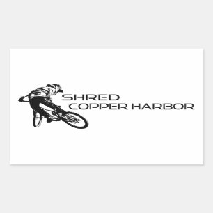 Shred Copper Harbour Michigan Mountain Biking Rectangular Sticker