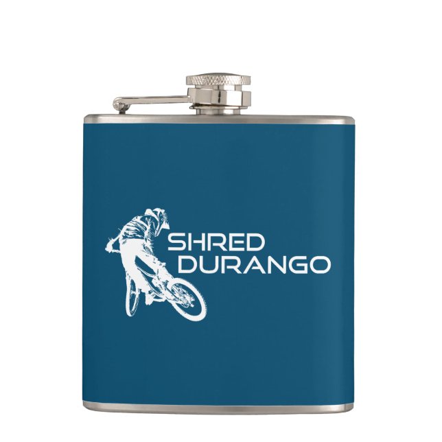 Shred Durango Colorado Mountain Biking Hip Flask (Front)