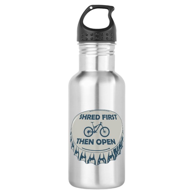Shred First Then Open Mountain Biking 532 Ml Water Bottle (Front)