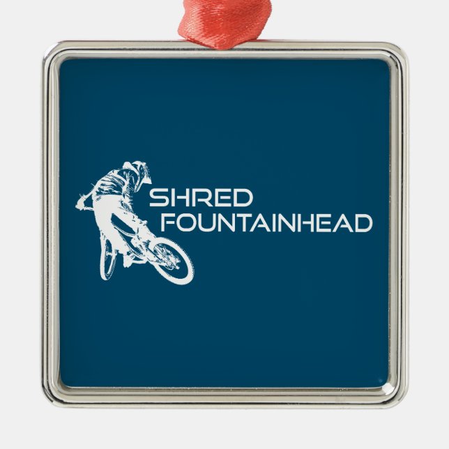 Shred Fountainhead Virginia Mountain Biking Metal Tree Decoration (Front)