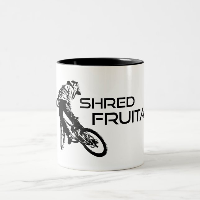 Shred Fruita Colorado Mountain Biking Two-Tone Coffee Mug (Center)