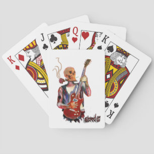 shred it skull guitar art playing cards
