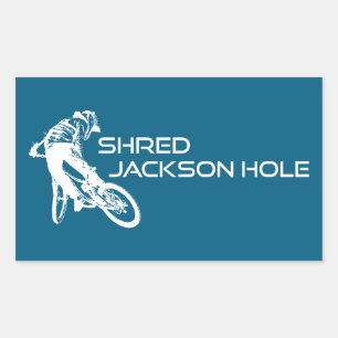 Shred Jackson Hole Wyoming Mountain Biking Rectangular Sticker