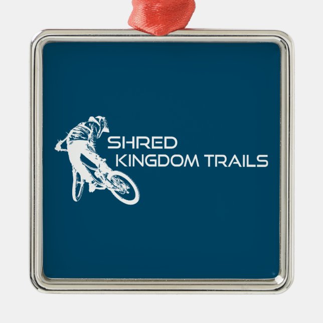 Shred Kingdom Trails Vermont Mountain Biking Metal Tree Decoration (Front)
