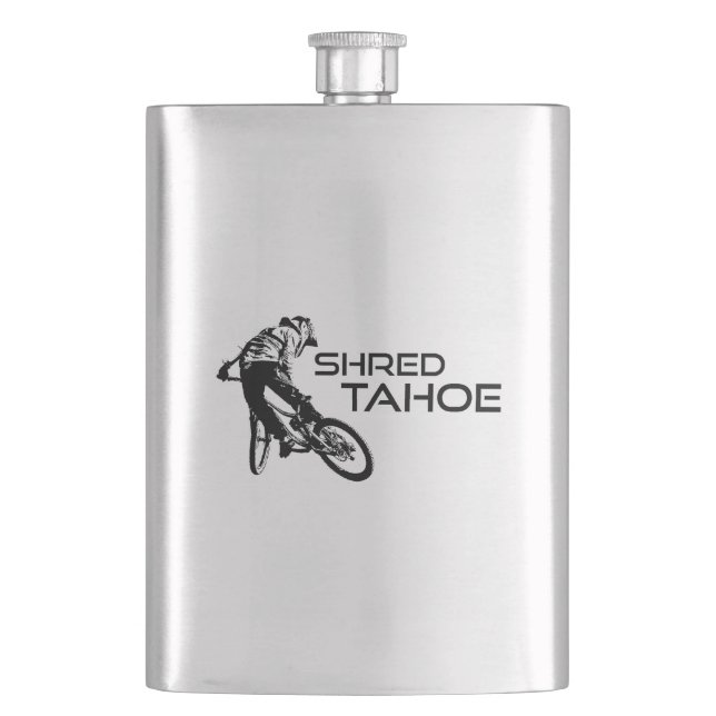 Shred Lake Tahoe Mountain Biking Hip Flask (Front)