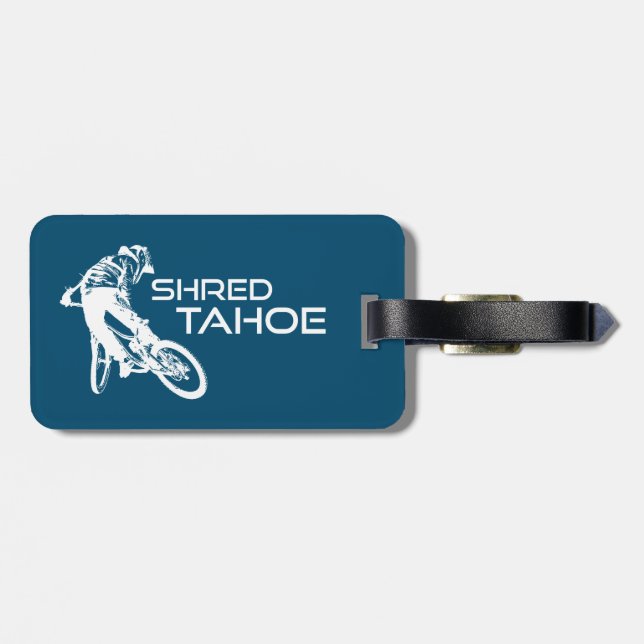 Shred Lake Tahoe Mountain Biking Luggage Tag (Back Horizontal)