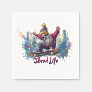 Shred Life - Cool Skateboarding Gnome  Napkin