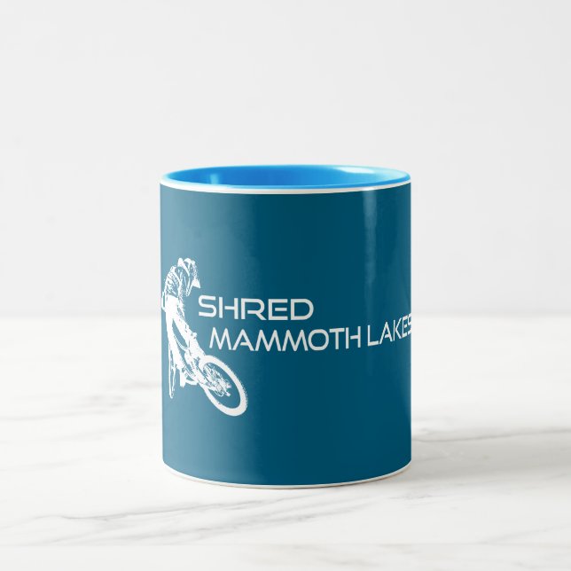 Shred Mammoth Lakes California Mountain Biking Two-Tone Coffee Mug (Center)