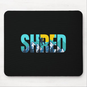 Shred Mountain Snowboarding Slopes Sunset Graphic  Mouse Mat