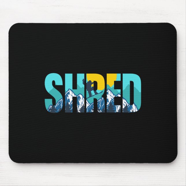 Shred Mountain Snowboarding Slopes Sunset Graphic  Mouse Mat (Front)