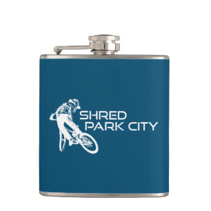 Shred Park City Utah Mountain Biking Hip Flask