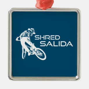 Shred Salida Colorado Mountain Biking Metal Tree Decoration