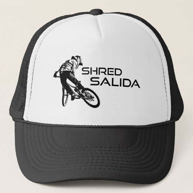 Shred Salida Colorado Mountain Biking Trucker Hat (Front)