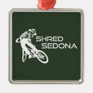 Shred Sedona Arizona Mountain Biking Metal Tree Decoration