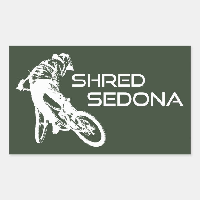 Shred Sedona Arizona Mountain Biking Rectangular Sticker (Front)