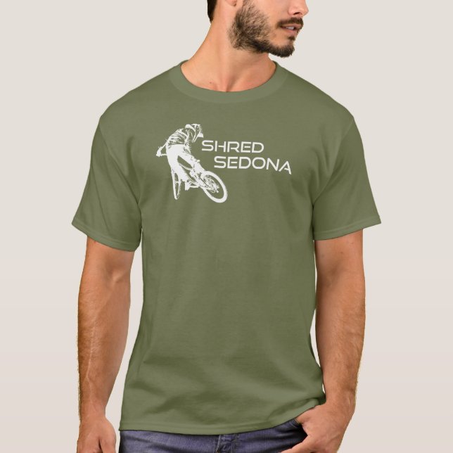 Shred Sedona Arizona Mountain Biking T-Shirt (Front)