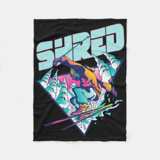 Shred Shirt Vintage Freestyle Ski 80s Costume Retr Fleece Blanket