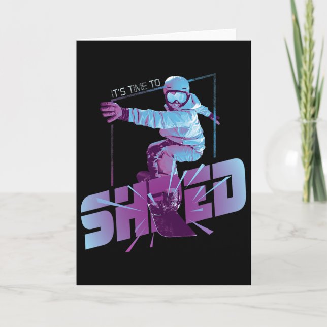 Shred Shirt Vintage Snowboard 80s Costume Snowboar Card (Front)