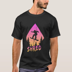 Shred Snowboarder Retrowave Vaporwave Snowboarding T-Shirt