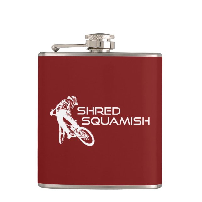 Shred Squamish Mountain Biking Hip Flask (Front)