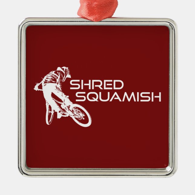 Shred Squamish Mountain Biking Metal Tree Decoration (Front)