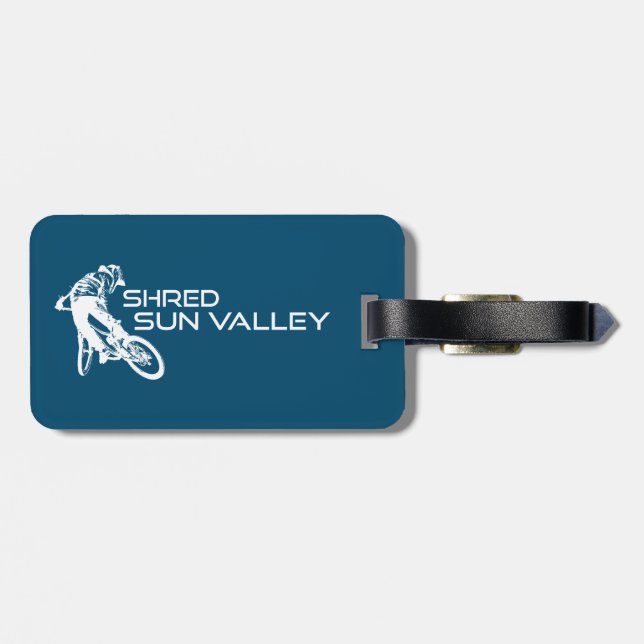 Shred Sun Valley Idaho Mountain Biking Luggage Tag (Back Horizontal)