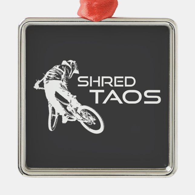 Shred Taos New Mexico Mountain Biking Metal Tree Decoration (Front)