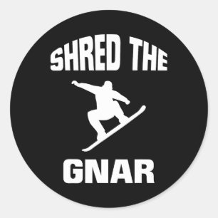 Shred The Gnar Snowboarding Beast Classic Round Sticker