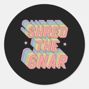 Shred The Gnar Snowboarding Surfing Rainbow Pastel Classic Round Sticker