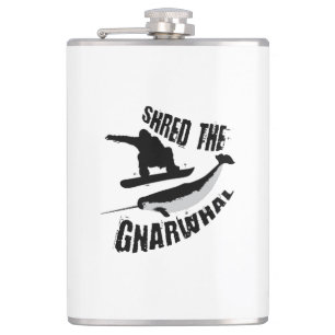 Shred The Gnarwhal Hip Flask