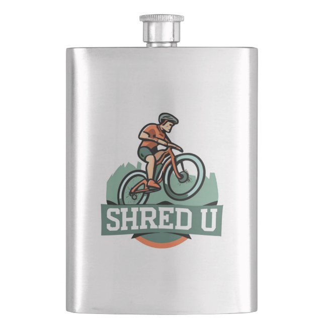 Shred University Mountain Biking Hip Flask (Front)