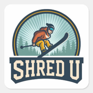 Shred University Skiing Square Sticker