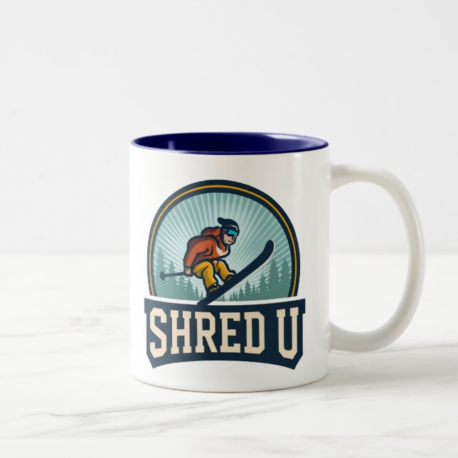 Shred University Skiing Two-Tone Coffee Mug (Right)