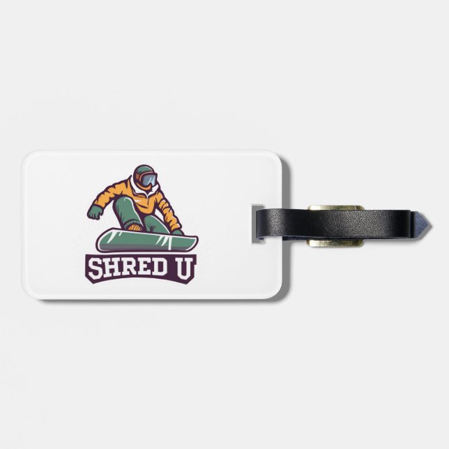 Shred University Snowboarding Luggage Tag (Back Horizontal)