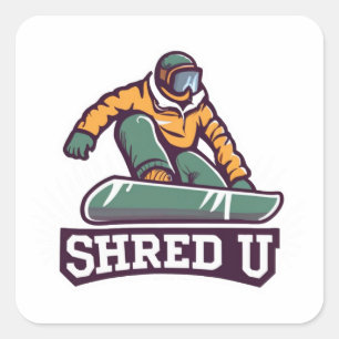 Shred University Snowboarding Square Sticker