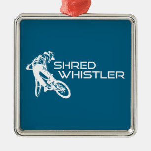 Shred Whistler British Columbia Mountain Biking Metal Tree Decoration