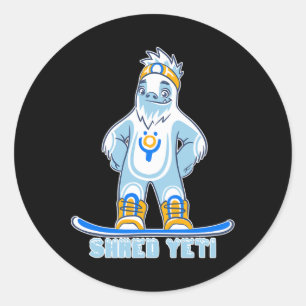 Shred Yeti - Fun Yeti Bigfoot Sasquatch Snowboardi Classic Round Sticker