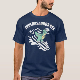 Shredasaurus Rex Ski Dinosaur  Kids Funny Skiing T-Shirt