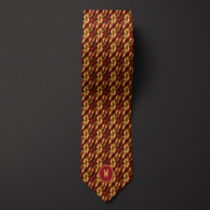 Shredded Burgundy and Gold Abstract Tie