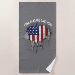 Shredded, Ripped and Torn American Flag Beach Towe Towel