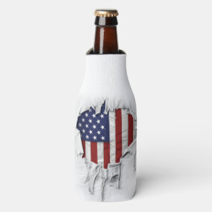 Shredded, Ripped and Torn American Flag Bottle Cooler