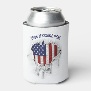 Shredded, Ripped and Torn American Flag Can Cooler