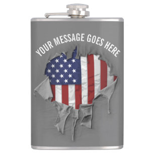 Shredded, Ripped and Torn American Flag Flask