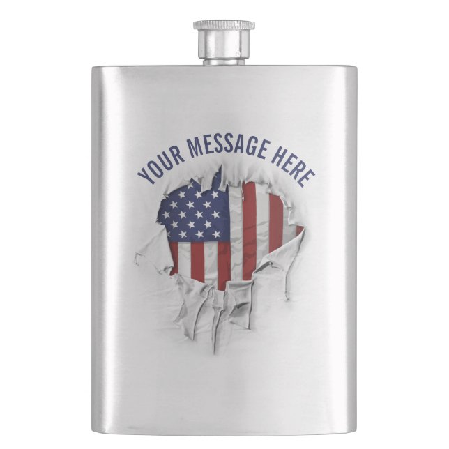 Shredded, Ripped and Torn American Flag Flask (Front)