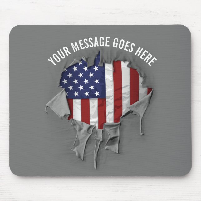 Shredded, Ripped and Torn American Flag Mouse Pad (Front)