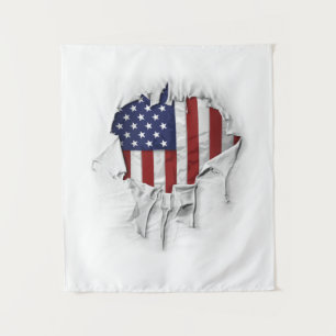 Shredded, Ripped and Torn American Flag Tapestry